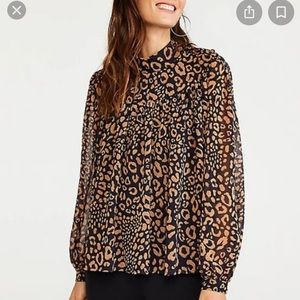 Ann Taylor Navy Leopard Blouse